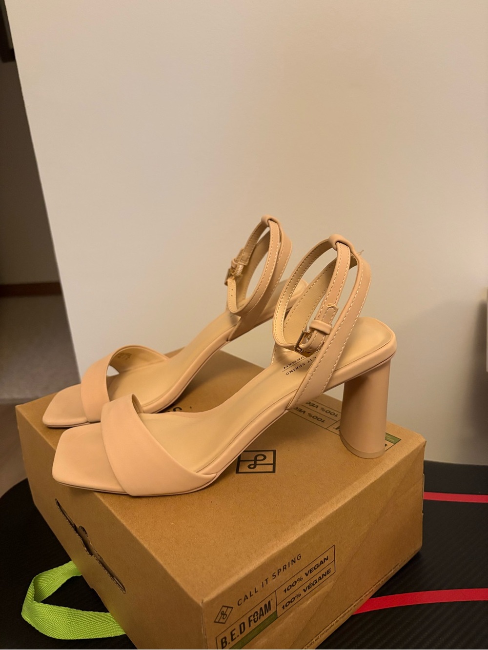 Call It Spring Nude Block Heel Ankle-Strap Sandals